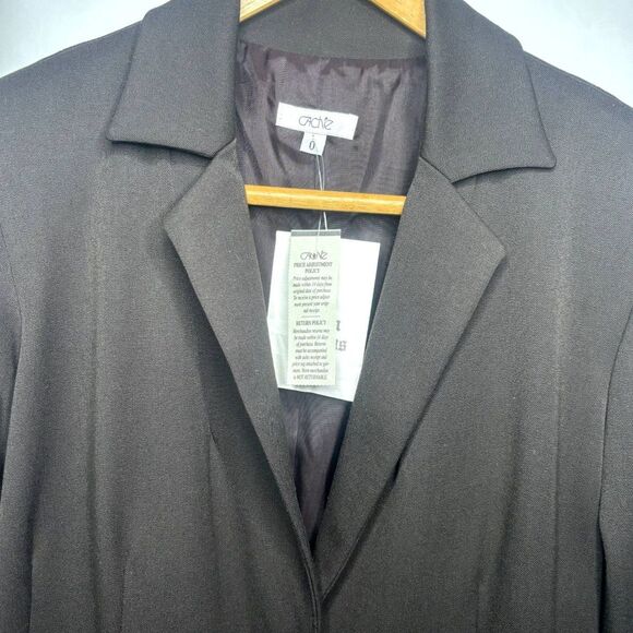 Cache Lux Brown One Button Blazer Suit Jacket Fitted Work Womens NWT - Picture 3 of 10